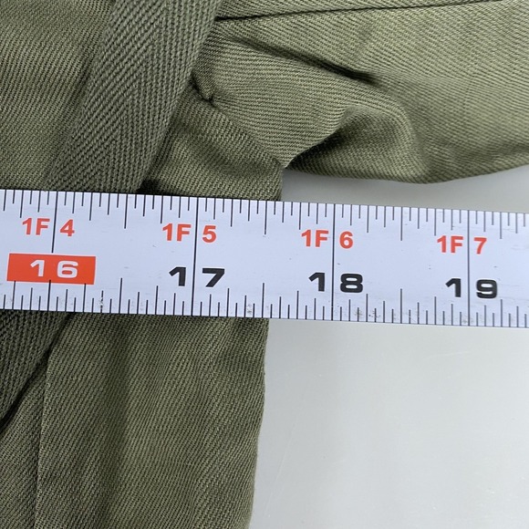 Talbots Jacket Womens XS Green Utility Button Front Cotton Linen Safari Belted - Picture 10 of 14